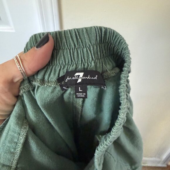 7 For All Mankind Green Linen Cargo Wide Leg Pants Sz L - Picture 4 of 6